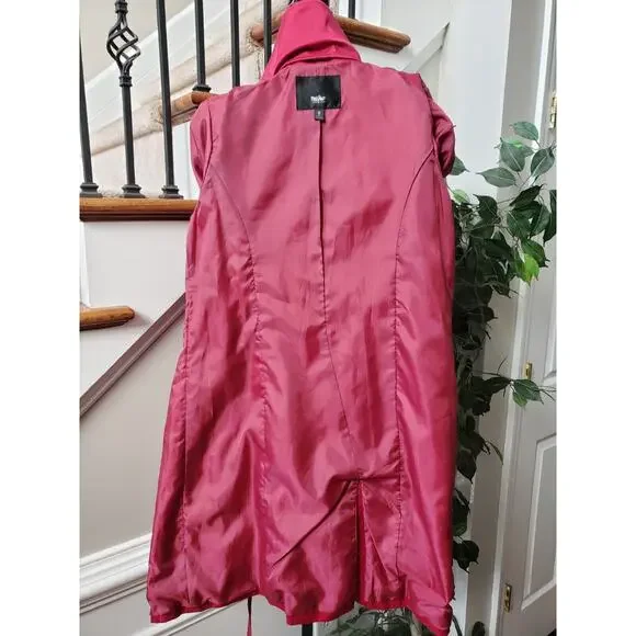Mossimo Womens Pink Polyester Notch Collar Long Sleeve Belted Coat Jacket Small - Picture 9 of 13
